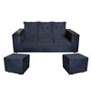 Sof&aacute; Muebles MYM Julietta 3 Cuerpos + Dos Pouf 1 Cuerpo Negro