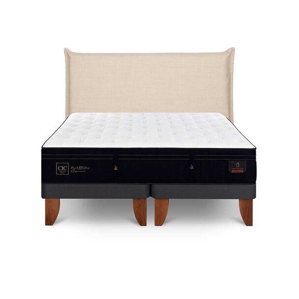 Cama Europea CIC Base Dividida 2 Plazas Súper Permium + Respaldo Tiber