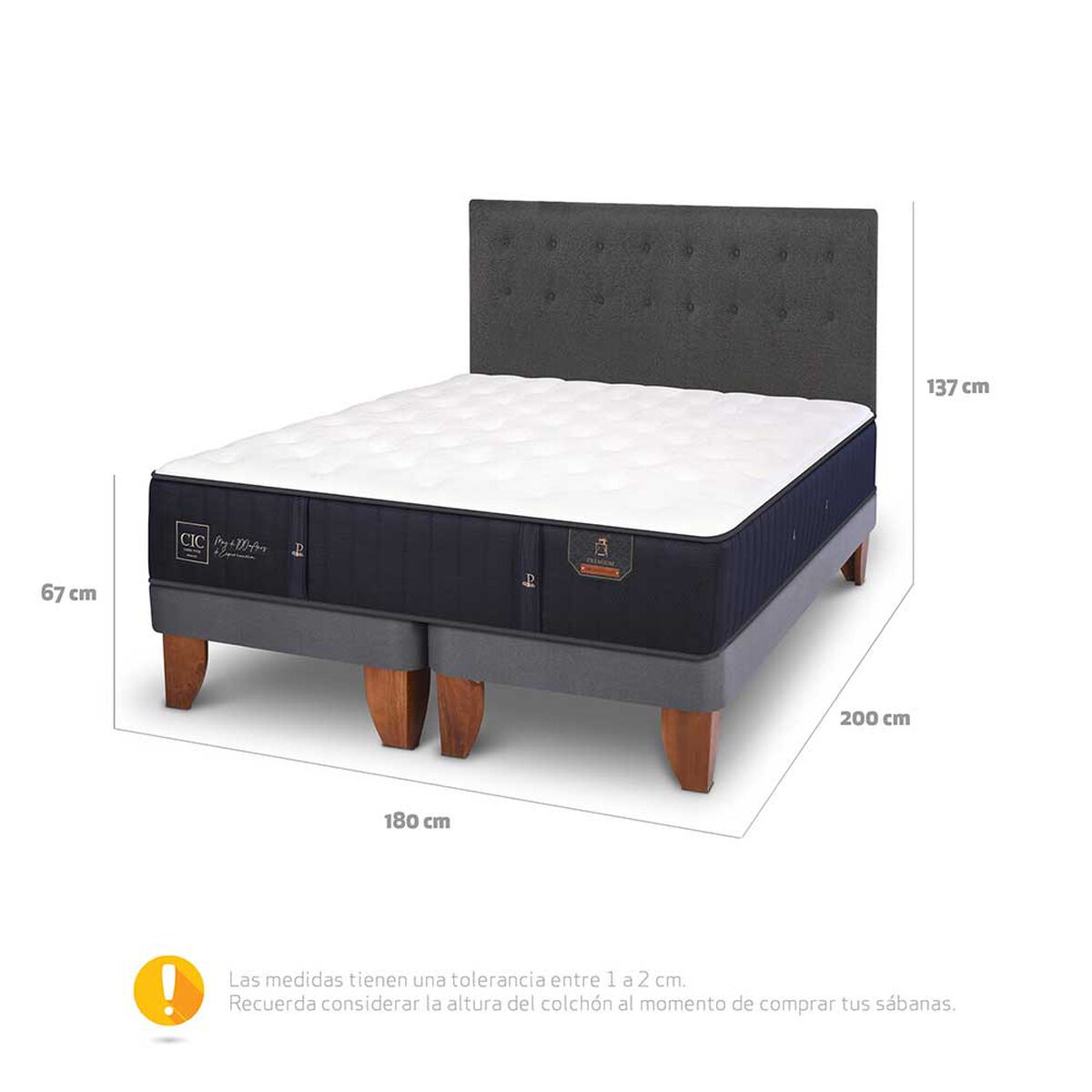 Cama Europea CIC Base Dividida King Premium + Respaldo Eufrates