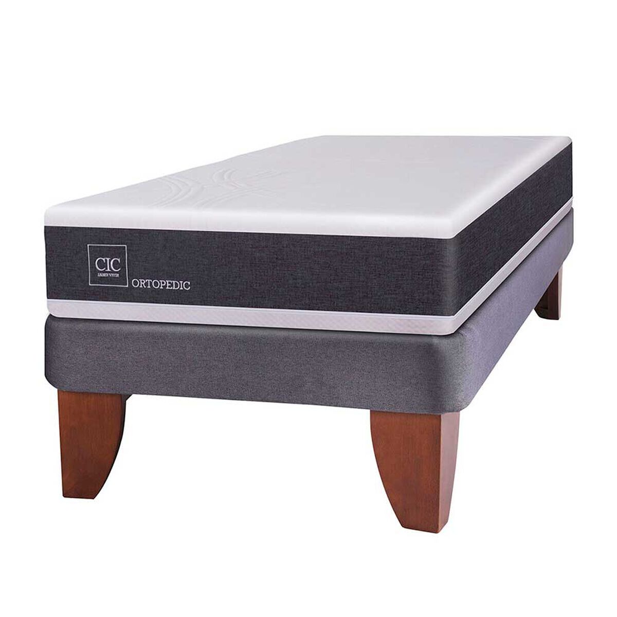 Combo Cama Europea CIC 1,5 Plazas Ortopedic + Respaldo + Velador Casanova Provenza Olmo
