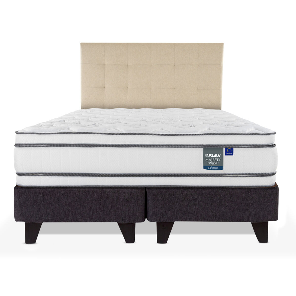 Cama Europea Flex 2 Plazas Majesty + 1 Respaldo