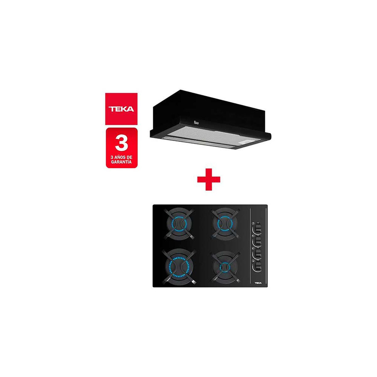 Combo Empotrado Teka Encimera GBC 64003 KBB - Campana TL 6310 Encimera negro; Campana: Negro