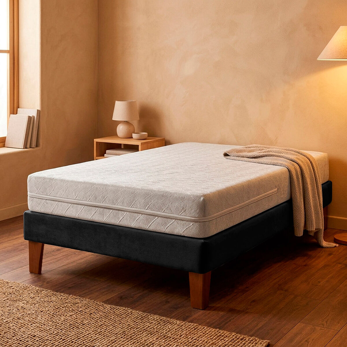 Cama Europea Latam Home 1,5 Plazas Zen Best Negro