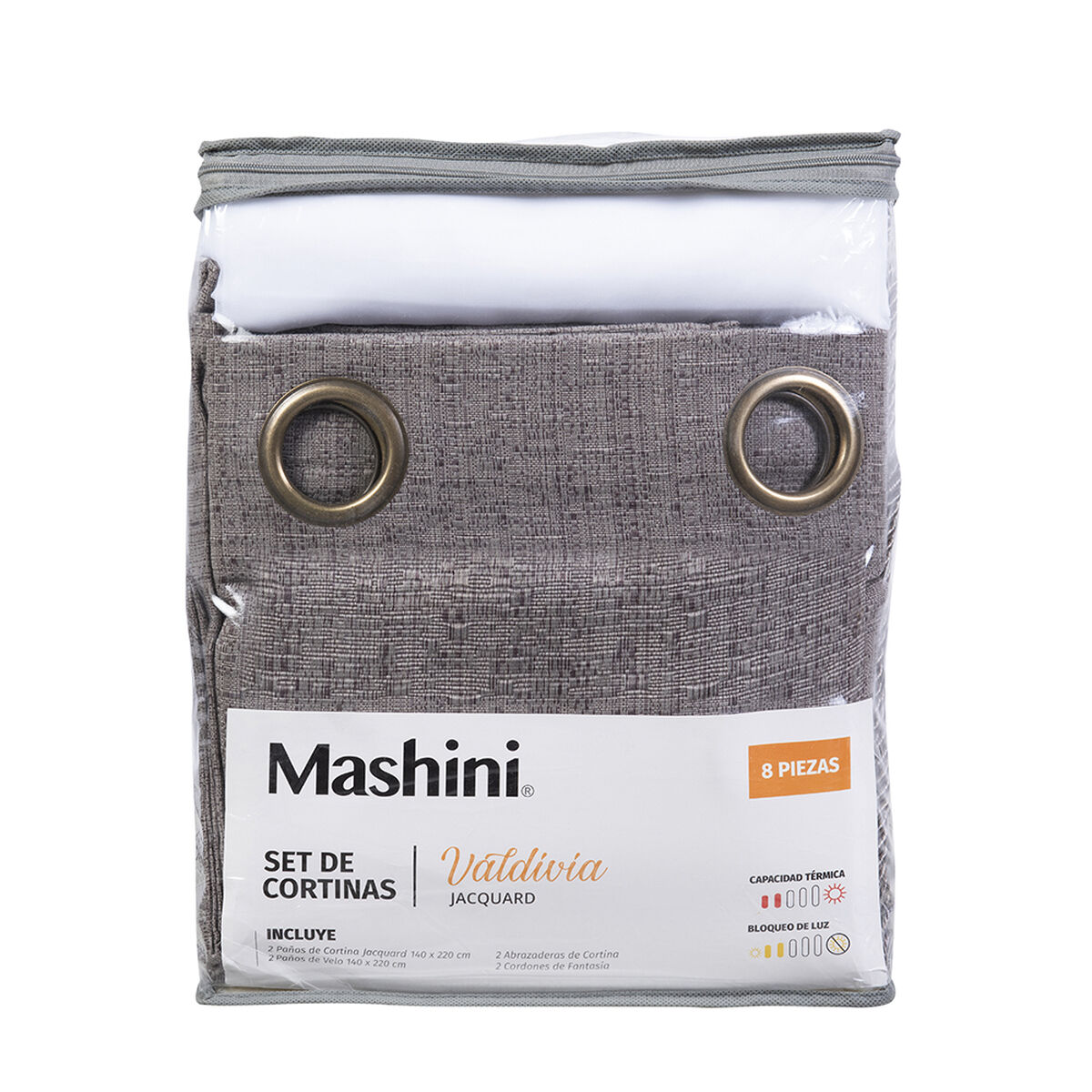 Cortinas de Pieza Mashini Valdivia 220 x 140 cm Taupe