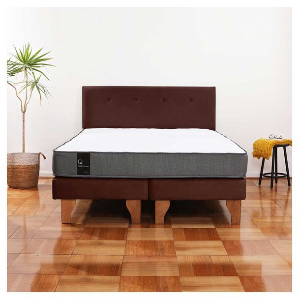 Cama Europea Latam Home Base Dividida 2 Plazas Zen Best Chocolate + Respaldo