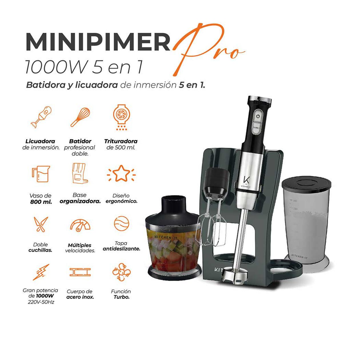 Minipimer 5 en 1 - 1000W
