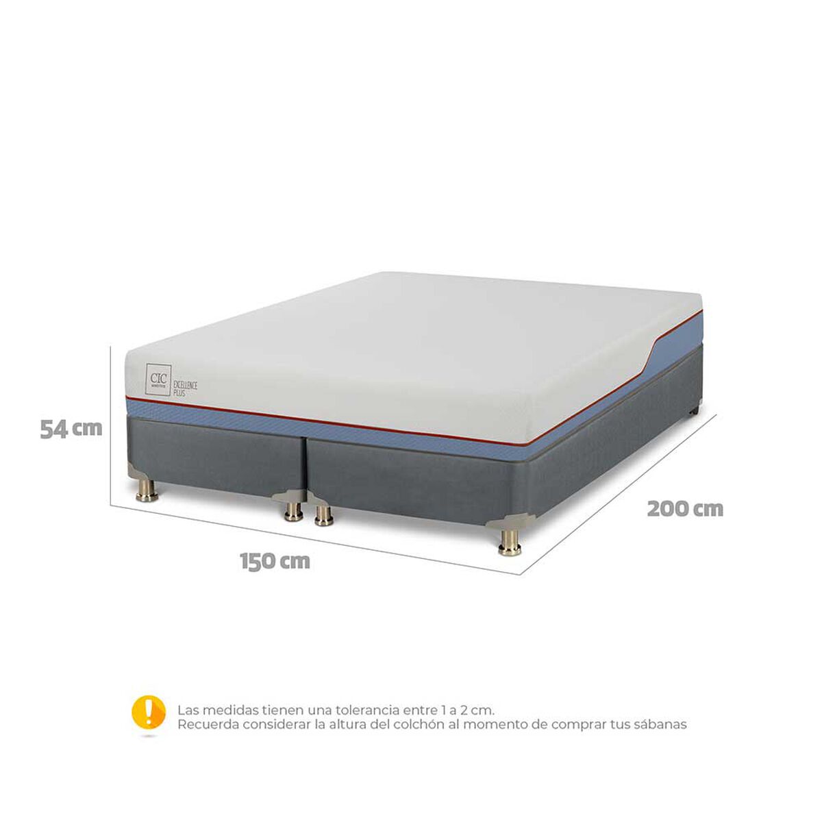 Cama Americana CIC Base Dividida 2 Plazas Excellence Plus + Plumón