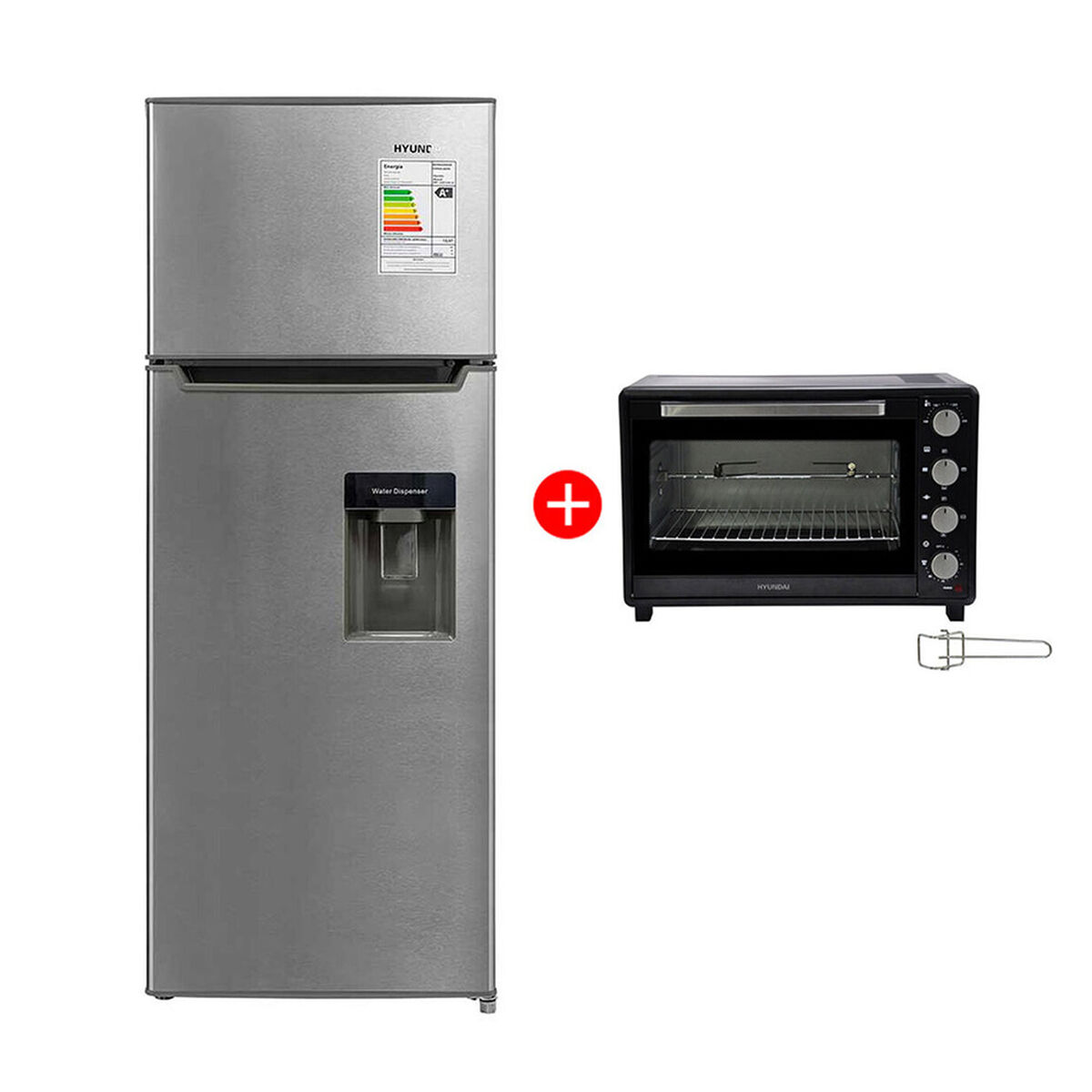 Combo Refrigerador Fr&iacute;o Directo Hyundai MRF220D 213 lt. + Horno El&eacute;ctrico HY35N 35 lt.