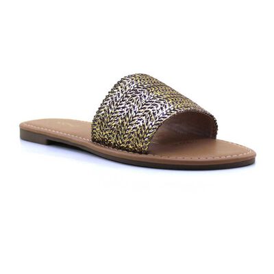 Imagen 1 del producto Sandalia Mujer Icono Cafe, Dorado, Negro