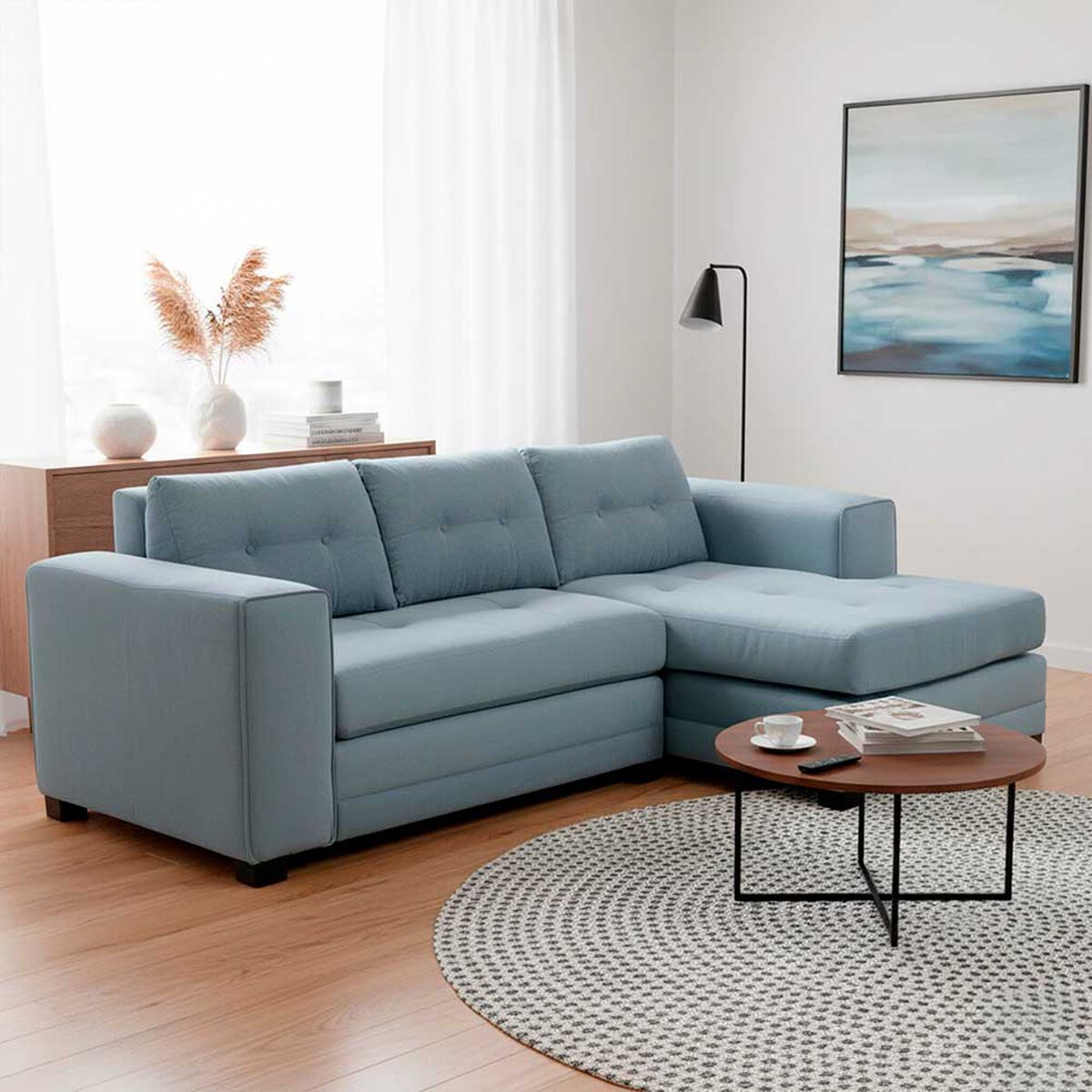 Sof&aacute; Seccional Derecho Living Factory Roma 3 Cuerpos Gris