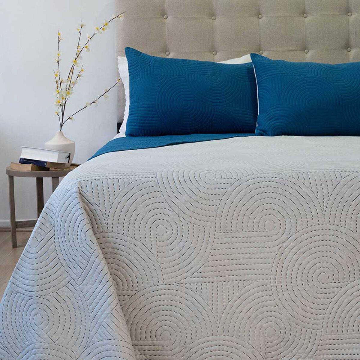 Quilt Doral King Azul Beige Origins