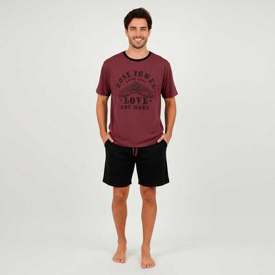Pijama Manga Corta Hombre Soviet Burgundy, Negro