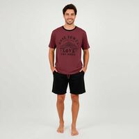 Pijama Manga Corta Hombre Soviet Burgundy, Negro