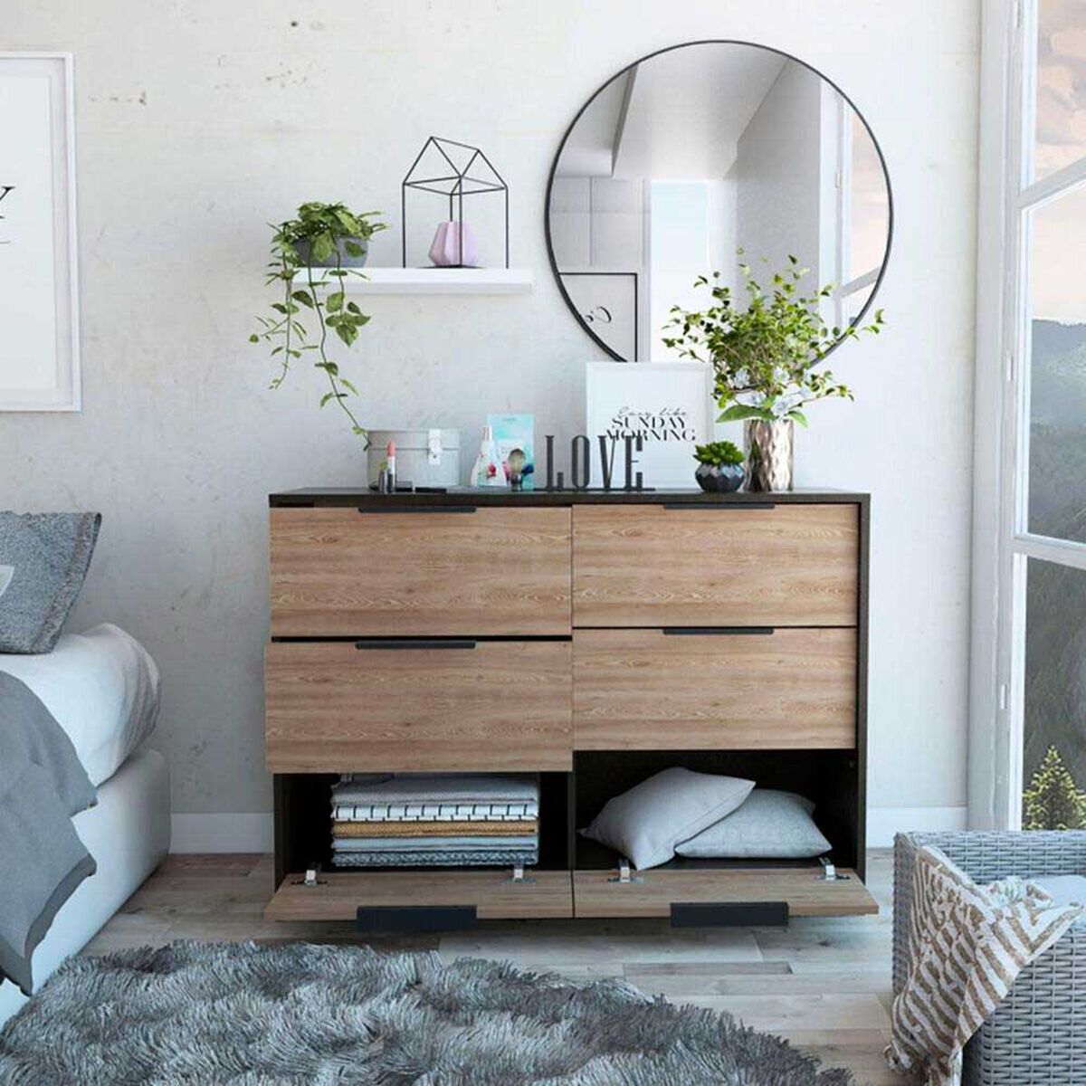 C&oacute;moda TuHome Kaia 4 Cajones Wengue/Miel