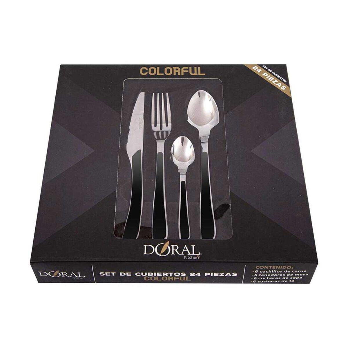 Juego de Cuchiller&iacute;a Doral Colorful 24 Piezas Negro