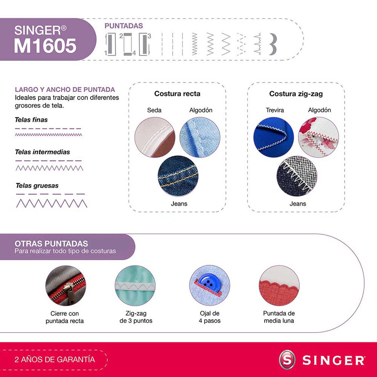 Máquina de Coser Brazo Libre Singer M 1605