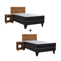 Combo 2 Camas Europeas Celta 1 Plaza Cádiz + 2 Respaldos 1,5 Plazas + 2 Veladores Casanova Nogal