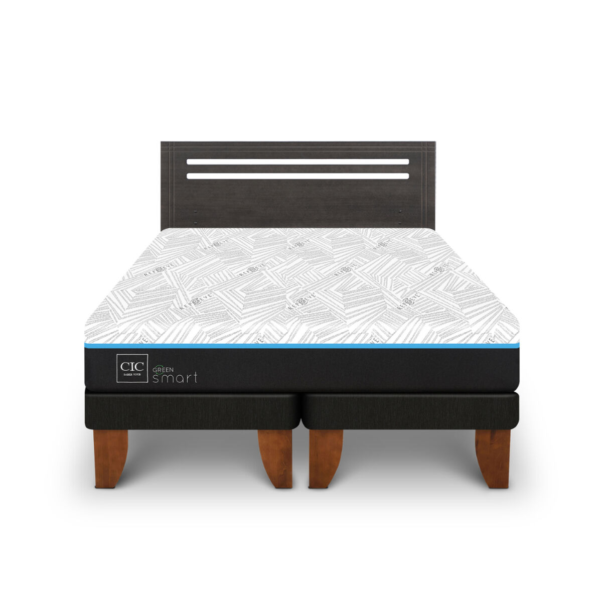 Cama Europea CIC Green Infinity 2 Plazas + 1 Respaldo Munich Gris