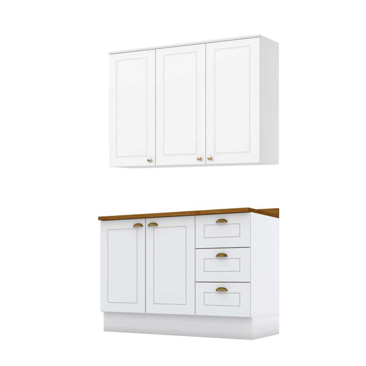 Combo Cocina Mueble A&eacute;reo + Base Home Mobili Americana 120 cm Natural