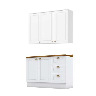 Combo Cocina Mueble Aéreo + Base Home Mobili Americana 120 cm Natural