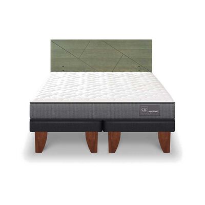 Cama Europea CIC Base Dividida King Anatomic + Respaldo Villarrica Olivo