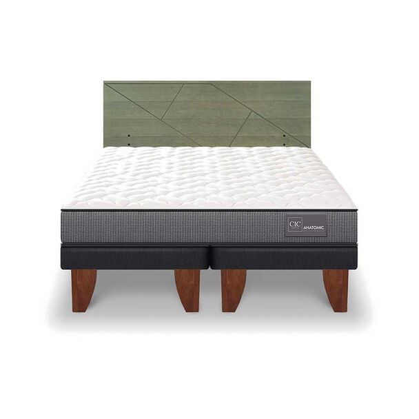 Cama Europea CIC Base Dividida King Anatomic + Respaldo Villarrica Olivo