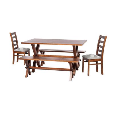 Juego de Comedor Latam Home Sevilla Burgos 2 Sillas + 2 Bancas Velvet Gris
