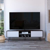 Rack TV TuHome Vassel Habano / Blanco Hasta 80""