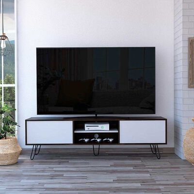 Imagen 1 del producto Rack TV TuHome Vassel Habano / Blanco Hasta 80""