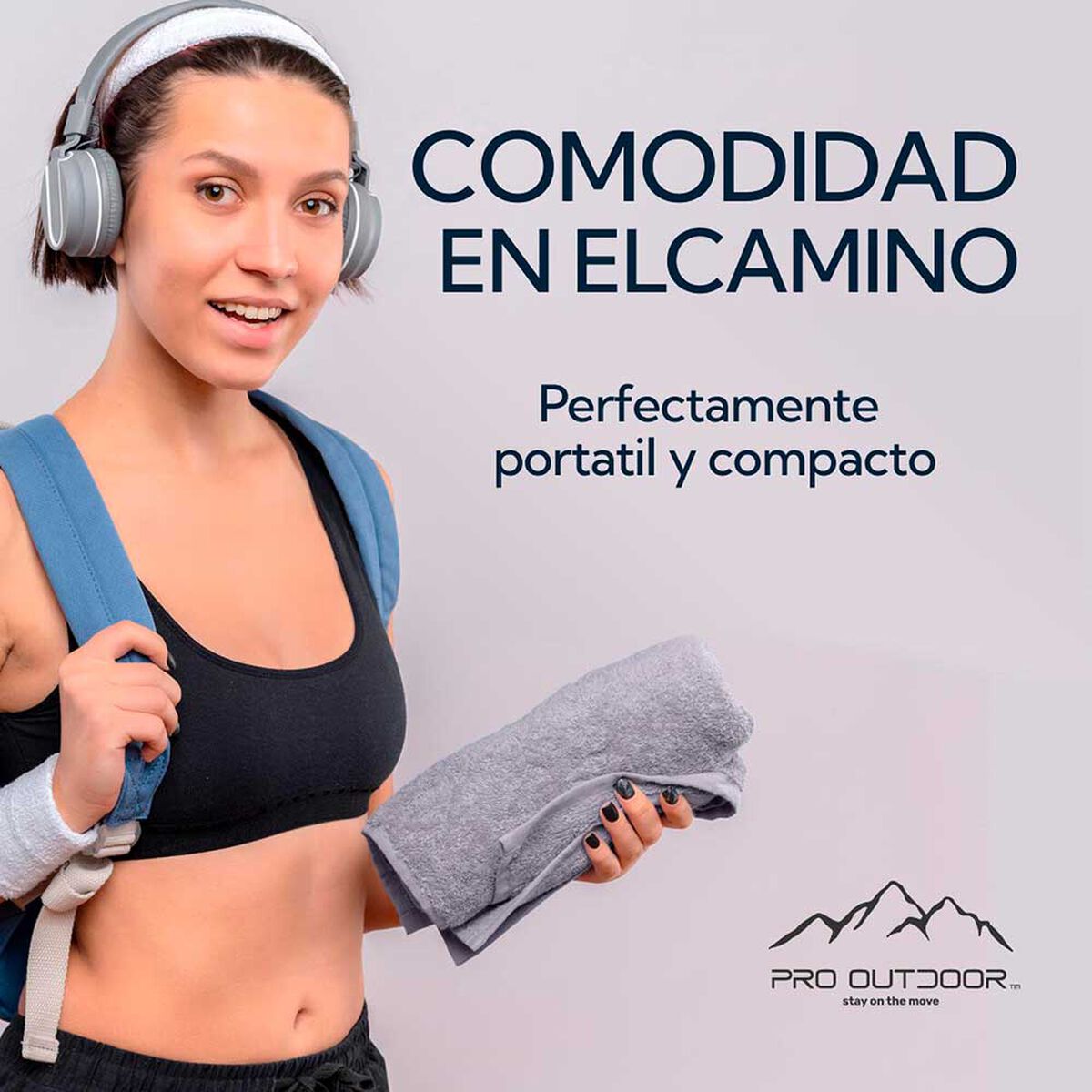 Pack Toallon Y Toalla Microfibra Terry Gris Pro Outdoor