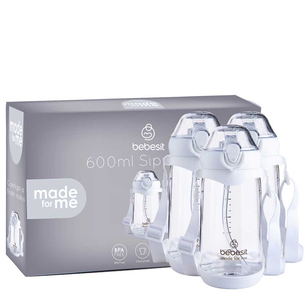 Vaso de entrenamiento Pack x 3 600ml Antiderrame 12M+ Bebesit