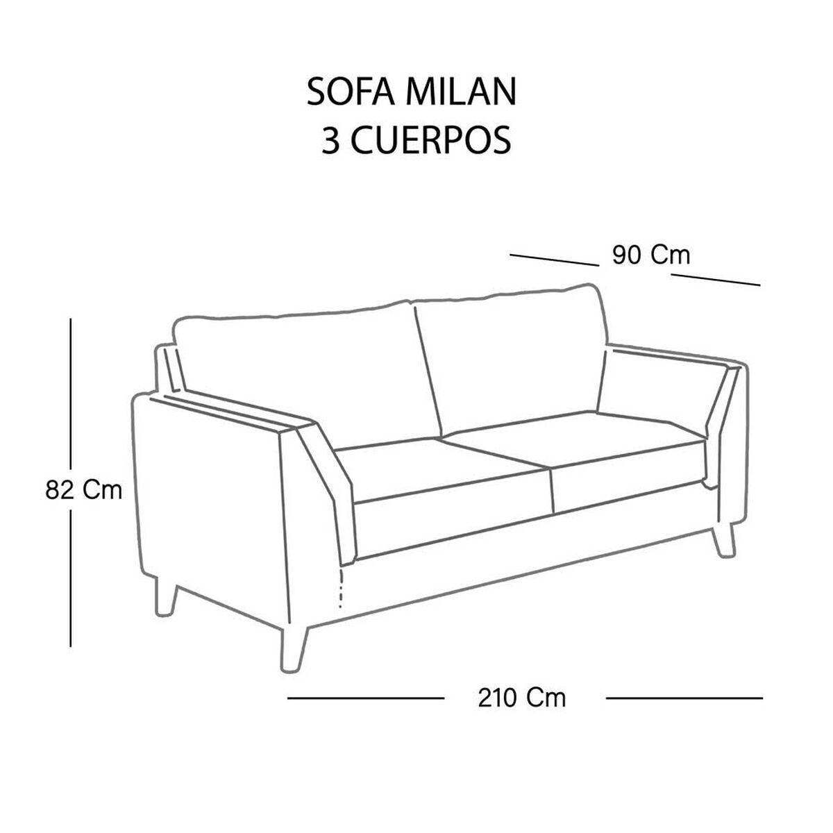 Sofá Latam Home Milan 3 Cuerpos Gris