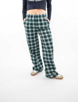 Imagen 1 del producto Pantalón Tartán Cintura Elasticada Mujer Icono Verde