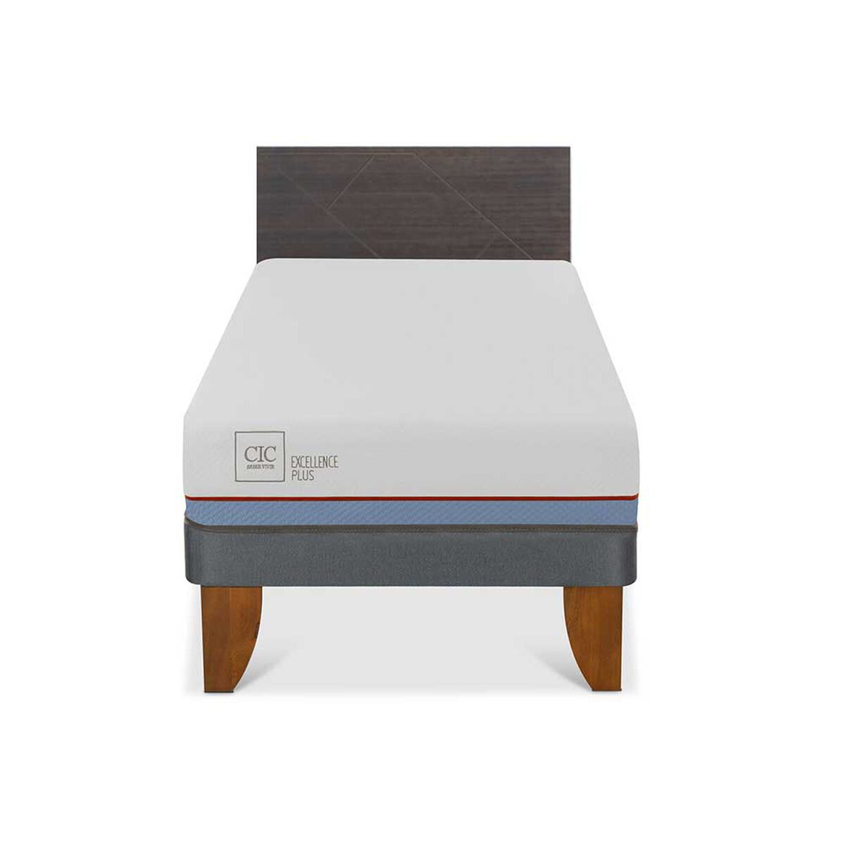 Cama Europea CIC 1,5 Plazas Excellence Plus + Respaldo Villarrica