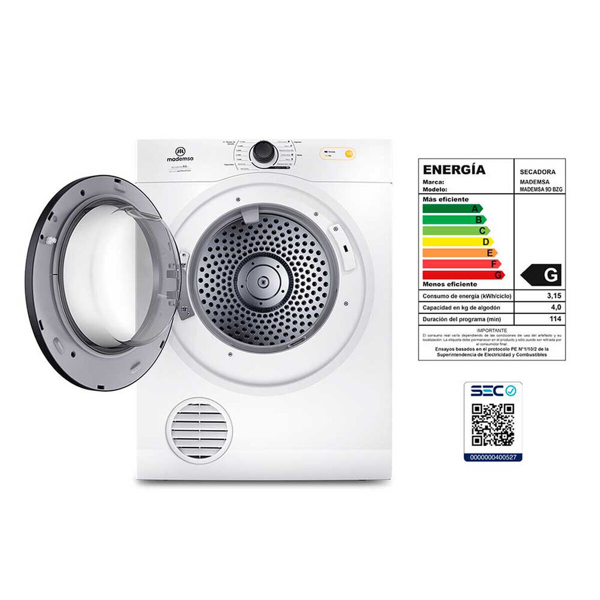 Combo Secadora de Ropa Mademsa 9D BZG 9 Kg. + Calientacamas Kioto CY2 2 Plazas