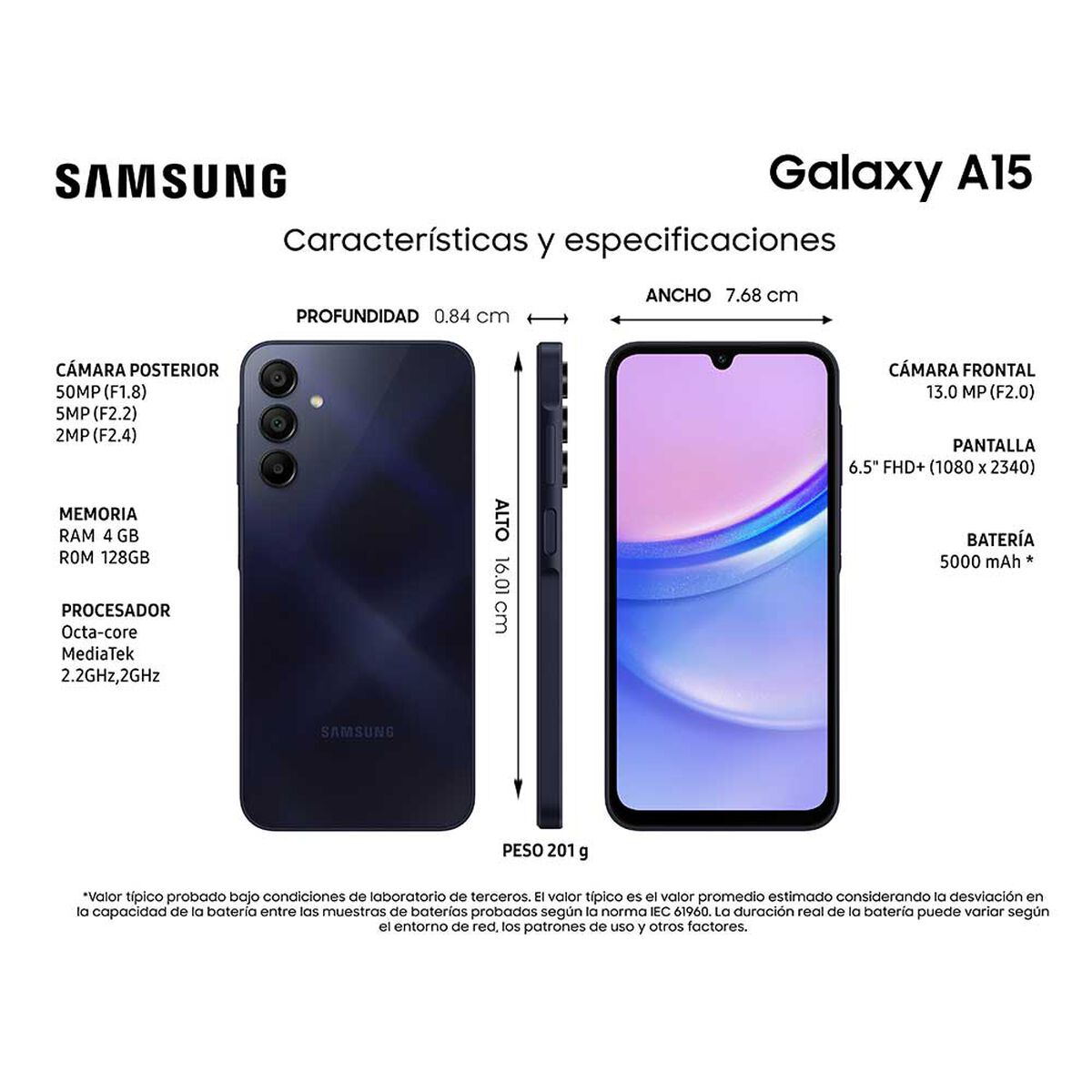 Celular Samsung Galaxy A15 128GB 6,5" Black Liberado