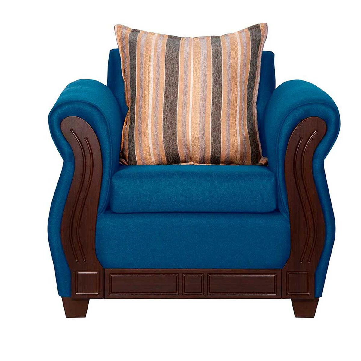 Juego de Living Ruzam Mobel Atenas Sof&aacute; 3 Cuerpos + Dos Sillones 1 Cuerpo Lino Azul