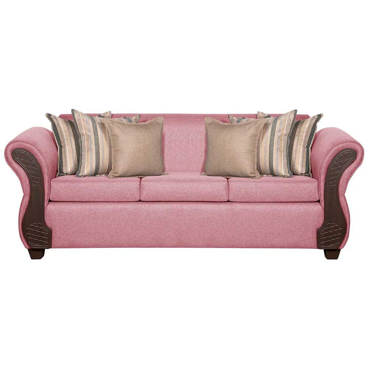 Juego de Living Ruzam Mobel Marsella Sof&aacute; 3 Cuerpos + Dos Sillones 1 Cuerpo Lino Palo Rosa