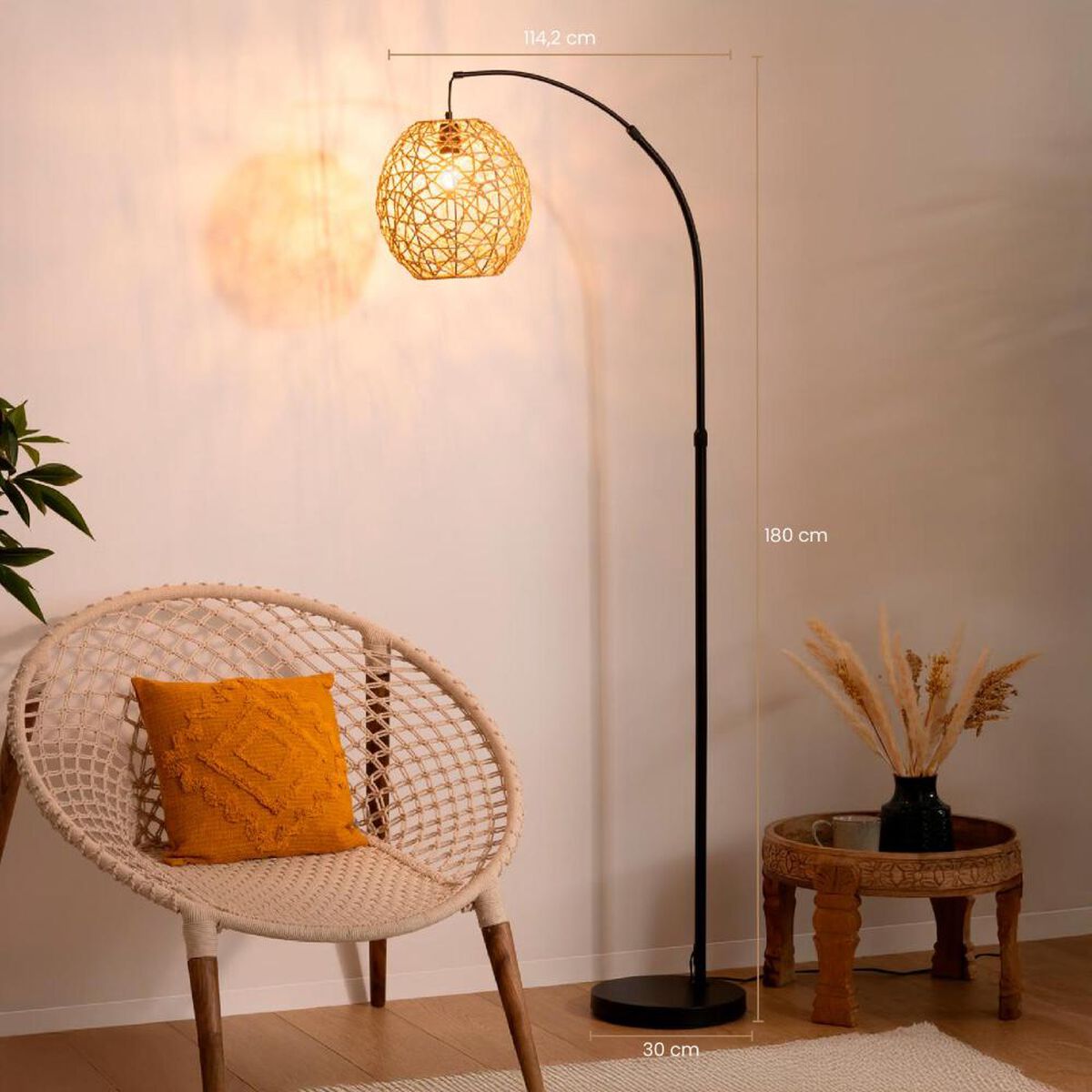L&aacute;mpara de Pie Arco Atmosphera Raahe 180cm Metal Natural