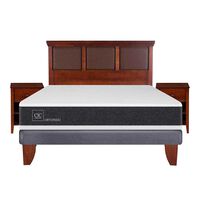 Cama Europea CIC 2 Plazas Ortopedic + Respaldo + 2 Veladores Torino