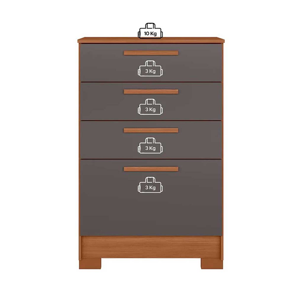 Cómoda Onessta Aruba 4 Cajones Jatoba Grafito
