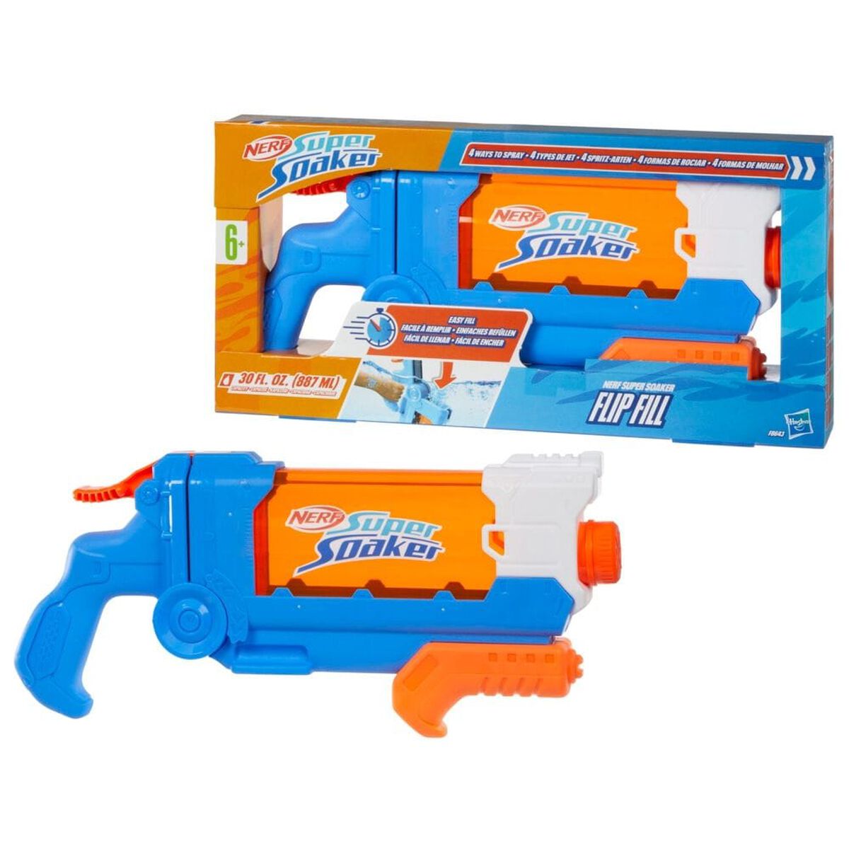Lanzador de Agua Super Soaker Flip Fill 4 Estilos de Rociado