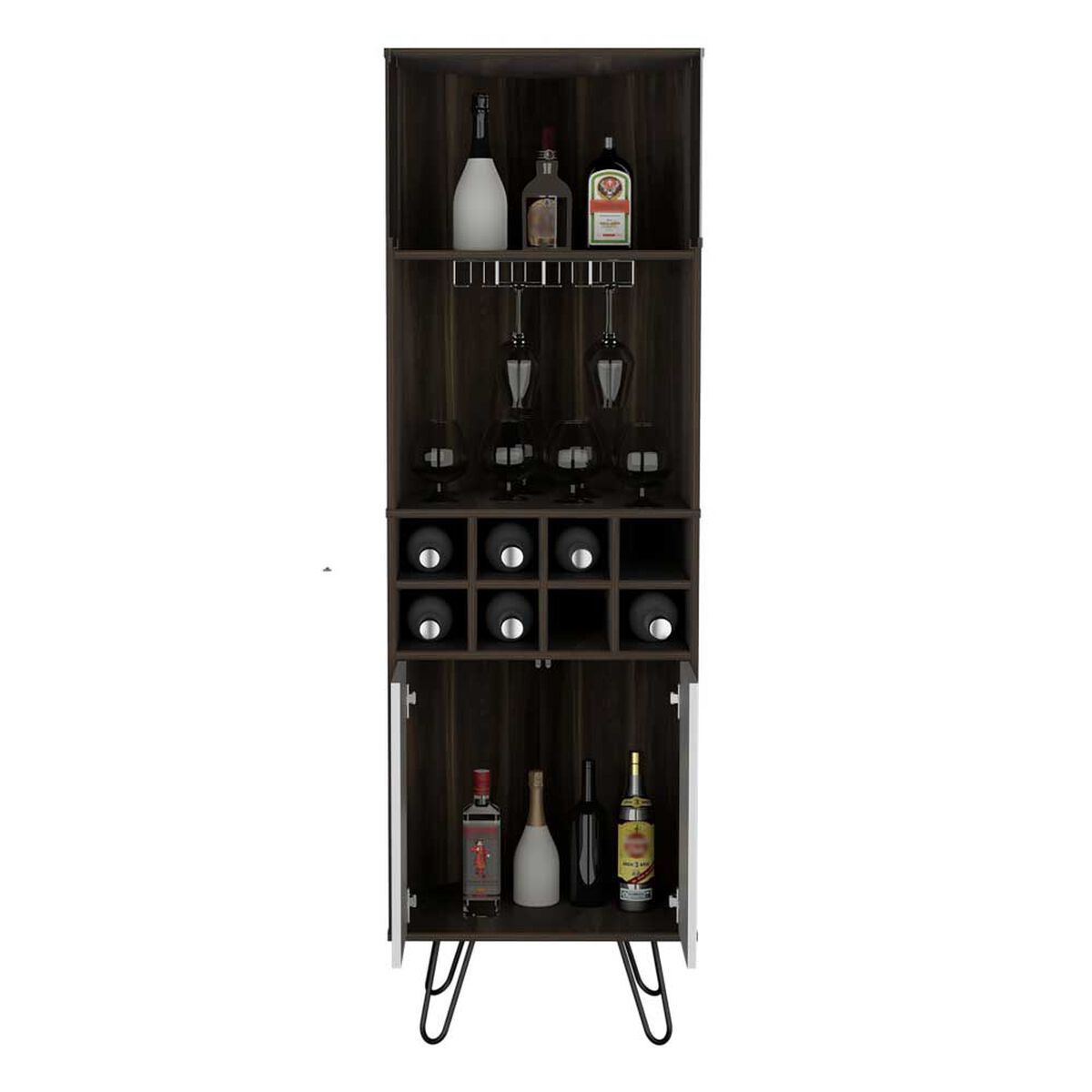 Bar Esquinero TuHome Vassel 2 Puertas Habano Plomo