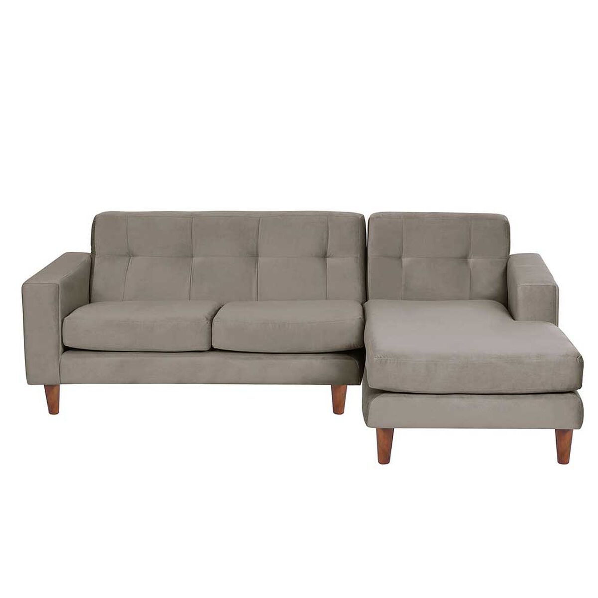 Sofá Seccional Derecho Latam Home Salermo Tela Velvet 3 Cuerpos Gris