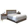 Combo Cama Europea Rosen 2 Plazas New Style 4 Plus + Respaldo + 2 Veladores Dreams 2 Plazas Treliza Gris