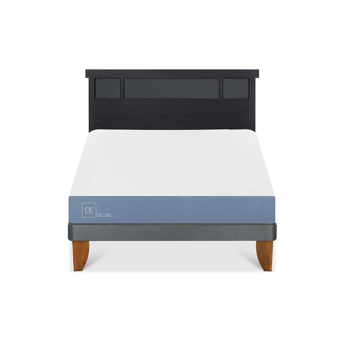 Cama Europea CIC 2 Plazas Excellence Plus + Respaldo Dublin Negro