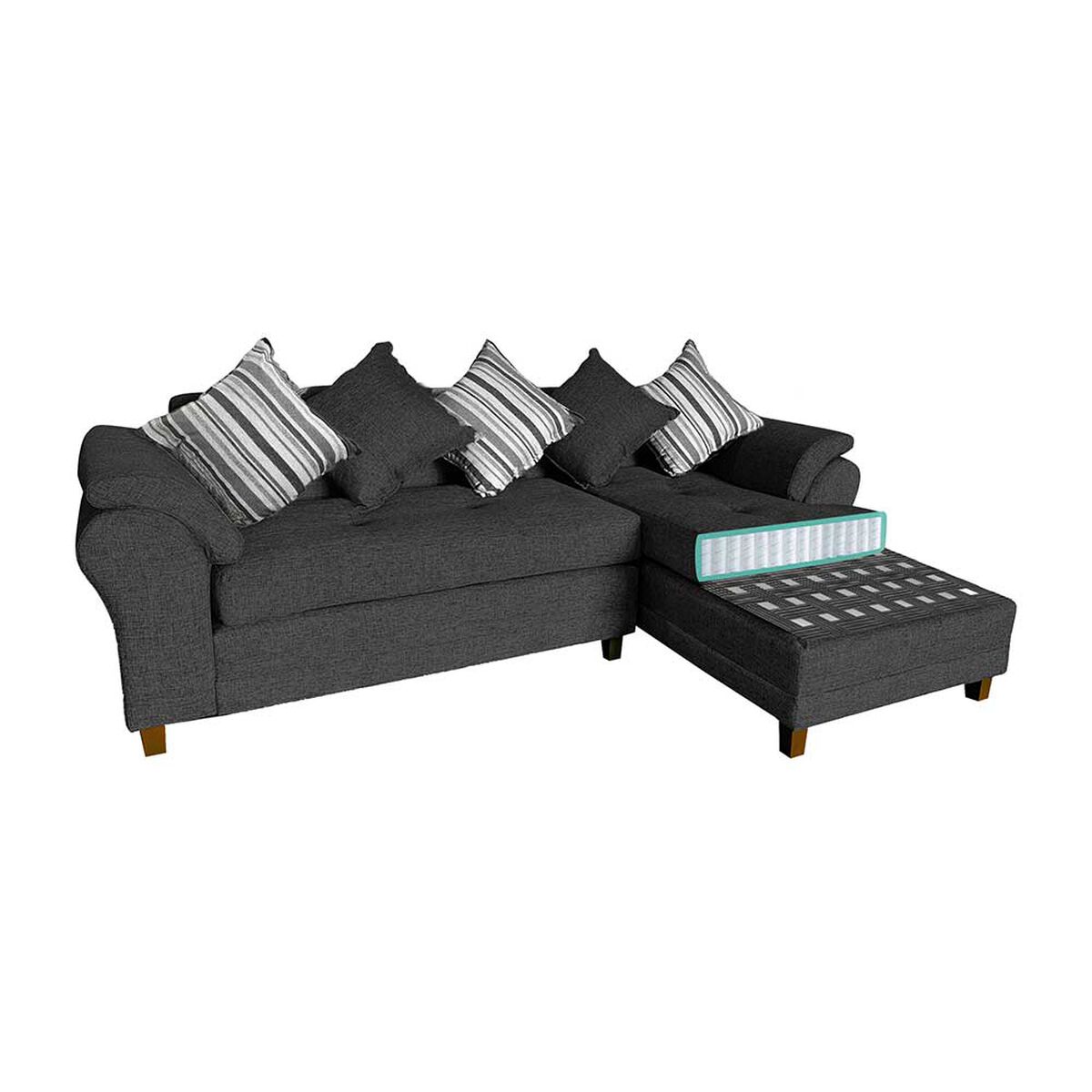Sofá Seccional Derecho Living Factory Mustang 4 Cuerpos Marengo