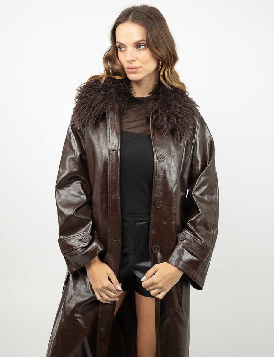 Chaqueta Larga Ecocuero Mujer Soviet