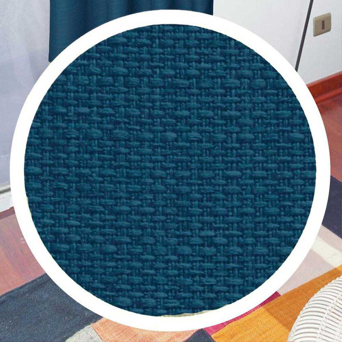 Combo Cortinas Doral Rustico 220 x 140 cm Azul Petroleo