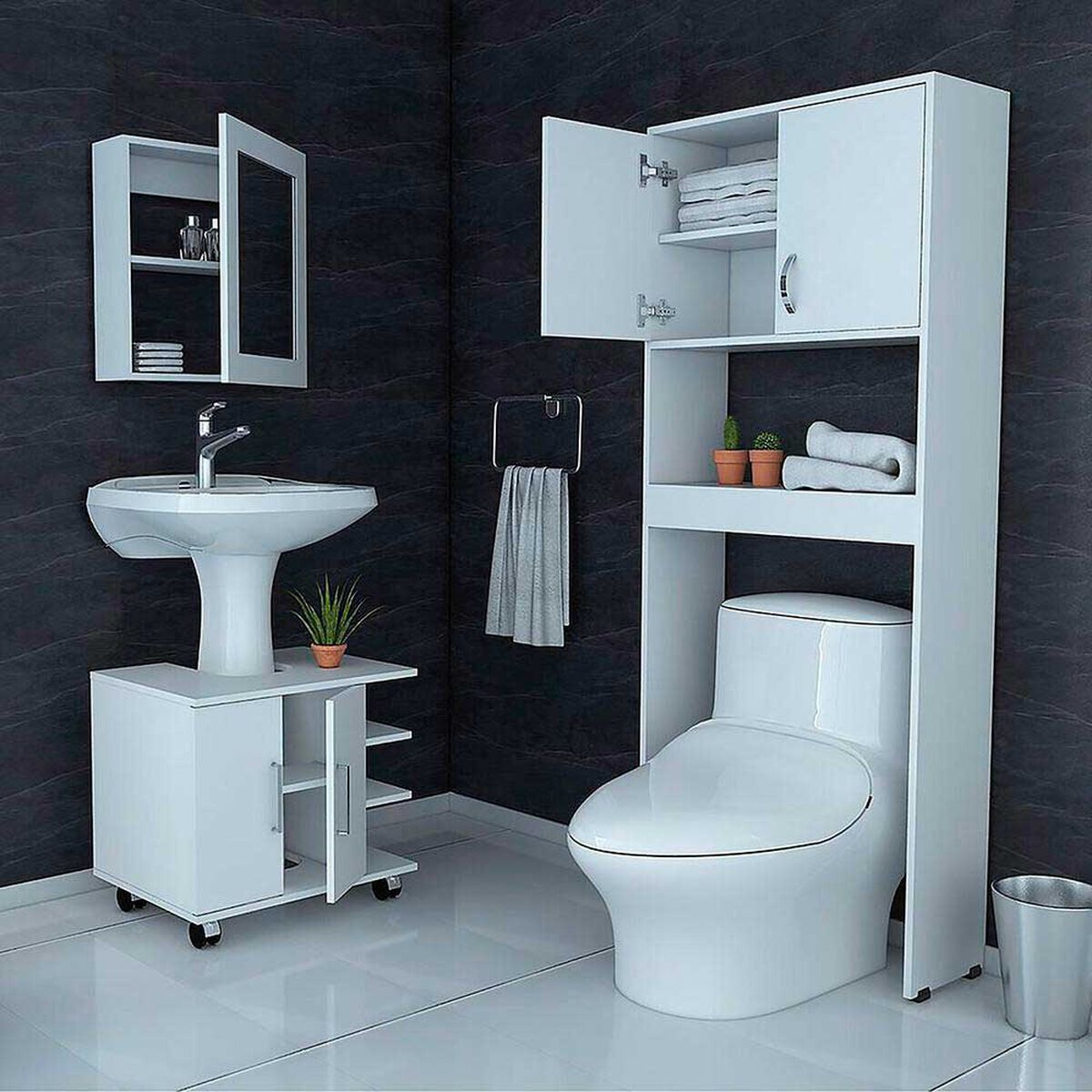 Mueble Lavamanos + Botiqu&iacute;n + Mueble Optimizador Tuhome